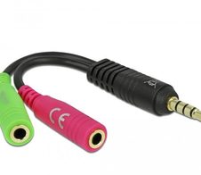 DeLOCK Audioadapter 3,5 mm 4 Pin Klinkenstecker zu 3,5 mm 3 Pin Klinkenbuchse