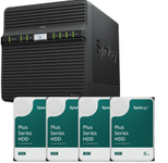Synology DiskStation DS423 4 Einschübe NAS-Server Leergehäuse + 4x Synology Plus 3.5" SATA HDD Festplatte 6TB (4x 6TB)