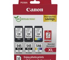 Canon Original PG-545XL + CL-546XL Druckerpatronen Valuepack - 2 x schwarz / 1 x farbig + 50 Blatt Fotopapier (8286B015)