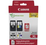 Canon Original PG-560XL + CL-561XL Druckerpatronen Value Pack - 1 x schwarz / 1 x farbig + 50 Blatt Fotopapier