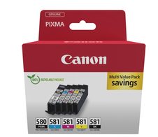 Canon Original PGI-580 + CL-581 Druckerpatronen Multipack - 1 x schwarz / je 1 x CMY (2078C007)