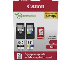 Canon Original PG-540L + CL-541XL Druckerpatronen Valuepack - 1 x schwarz / 1 x farbig + 50 Blatt Fotopapier (5224B012)