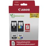Canon Original PG-560 + CL-561 Druckerpatronen Valuepack - 1 x schwarz / 1 x farbig + 50 Blatt Fotopapier (3713C008)