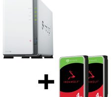Synology DiskStation DS223J 2 Einschübe NAS-Server Leergehäuse + 8TB (2x4TB) Seagate Ironwolf SATA 3.5" HDD Festplatten