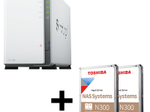 Synology DiskStation DS223J 2 Einschübe NAS-Server Leergehäuse + 16TB (2x8TB) Toshiba N300 SATA 3.5" HDD Festplatten