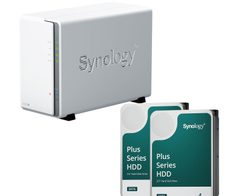 Synology DiskStation DS223J 2 Einschübe NAS-Server Leergehäuse + 8 TB Synology Plus (2x 4TB)