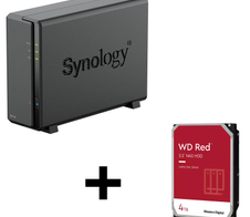 Synology DiskStation DS124 1 Einschub NAS-Server Leergehäuse + 1x WD Red SATA 3.5" HDD 4TB Festplatte