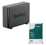 Synology DiskStation DS124 1 Einschub NAS-Server Leergehäuse + 1x Synology Plus 3.5" SATA 6Gb/s Festplatte 4 TB