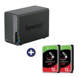 Synology DiskStation DS224+ 2 Einschübe NAS-Server Leergehäuse (DS224+) + 24TB (2x12TB) Seagate IronWolf® SATA Festplatten