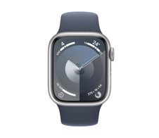 Apple Watch Series 9 (GPS + Cellular) 41mm Aluminiumgehäuse silber, Sportband sturmblau S/M