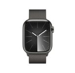 Apple Watch Series 9 (GPS + Cellular) 41mm Edelstahlgehäuse grau, Milanese Loop grau
