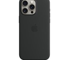 Apple Silikon Case mit MagSafe für Apple iPhone 15 Pro Max, schwarz