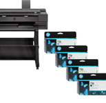 HP DesignJet T850 Multifunktions-Großformatdrucker Plotter inklusive zusätzlichem HP Tintenset 738