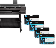 HP DesignJet T850 Multifunktions-Großformatdrucker Plotter inklusive zusätzlichem HP Tintenset 738