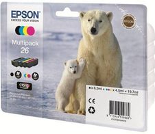 Epson Original 26 Eisbär Druckerpatronen 4er Multipack BK/C/M/Y (C13T26164010)