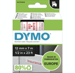 DYMO® Original D1-Schriftband für LabelManager™ 12mm x 7m - Polyester, wieder ablösbar -  rot auf weiss