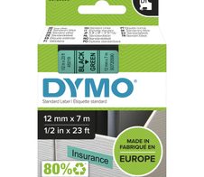 DYMO® Original D1-Schriftband für LabelManager™ 12mm x 7m - Polyester, wieder ablösbar -  schwarz auf grün