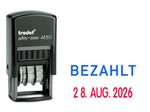 trodat Datumstempel mit Text "Bezahlt" selbstfärbend - blau rot