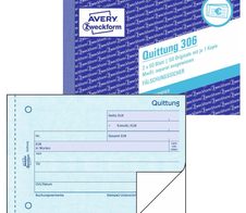 AVERY Zweckform Quittung, MwSt. separat ausgewiesen Formularbuch 306 - 2 x 50 Blatt