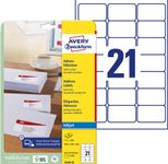 AVERY Zweckform Adressetiketten J8160-25 weiß 63,5 x 38,1 mm - 525 Stück