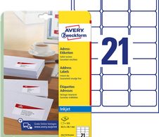 AVERY Zweckform Adressetiketten J8160-25 weiß 63,5 x 38,1 mm - 525 Stück