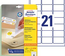 AVERY Zweckform Etiketten L6023REV-25 weiß 63,5 x 38,1 mm - 630 Stück