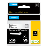 DYMO® Original IND-Schriftband für Rhino, Permanent Polyester - schwarz auf transparent