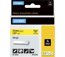 DYMO® Original IND-Schriftband für Rhino, farbiges Vinyl - schwarz auf gelb
