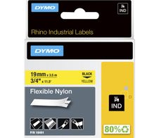 DYMO® Original IND-Schriftband für Rhino, flexibles & reissfestes Nylon - schwarz auf gelb