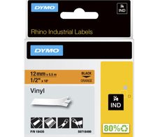 DYMO® Original IND-Schriftband für Rhino, farbiges Vinyl - schwarz auf orange