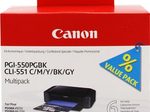 Canon Original PGI-550/CLI-551 Druckerpatronen 6er-Multipack - PGBK/GY/C/M/Y/BK
