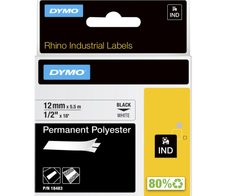 DYMO® Original IND-Schriftband für Rhino, Permanent Polyester - schwarz auf weiss