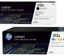 HP Original 312X / 312A Toner 5er Set - schwarz (2) hohe Kapazität, cyan, magenta, gelb, (Doppelpack CF380XD,