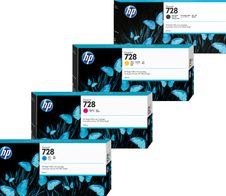 HP Original 728 Druckerpatronen - 4er Multipack (F9K17A, F9K16A, F9K15A, F9J68A)