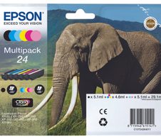 Epson Original 24 Elefant Druckerpatronen 6er Multipack BK/C/M/Y/LC/LM (C13T24284010)