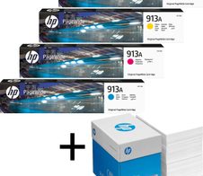 Bundle mit HP Original 913A Toner 4er Multipack + 2.500 Blatt HP Kopierpapier hochweiß
