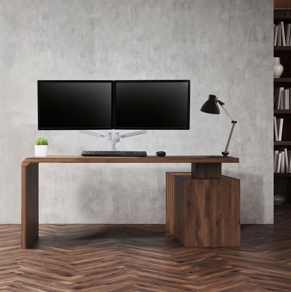Ergotron LX Dual Monitorarm für zwei Monitore bis 68,58 cm 27 Zoll nebeneinander Tischhalterung weiß