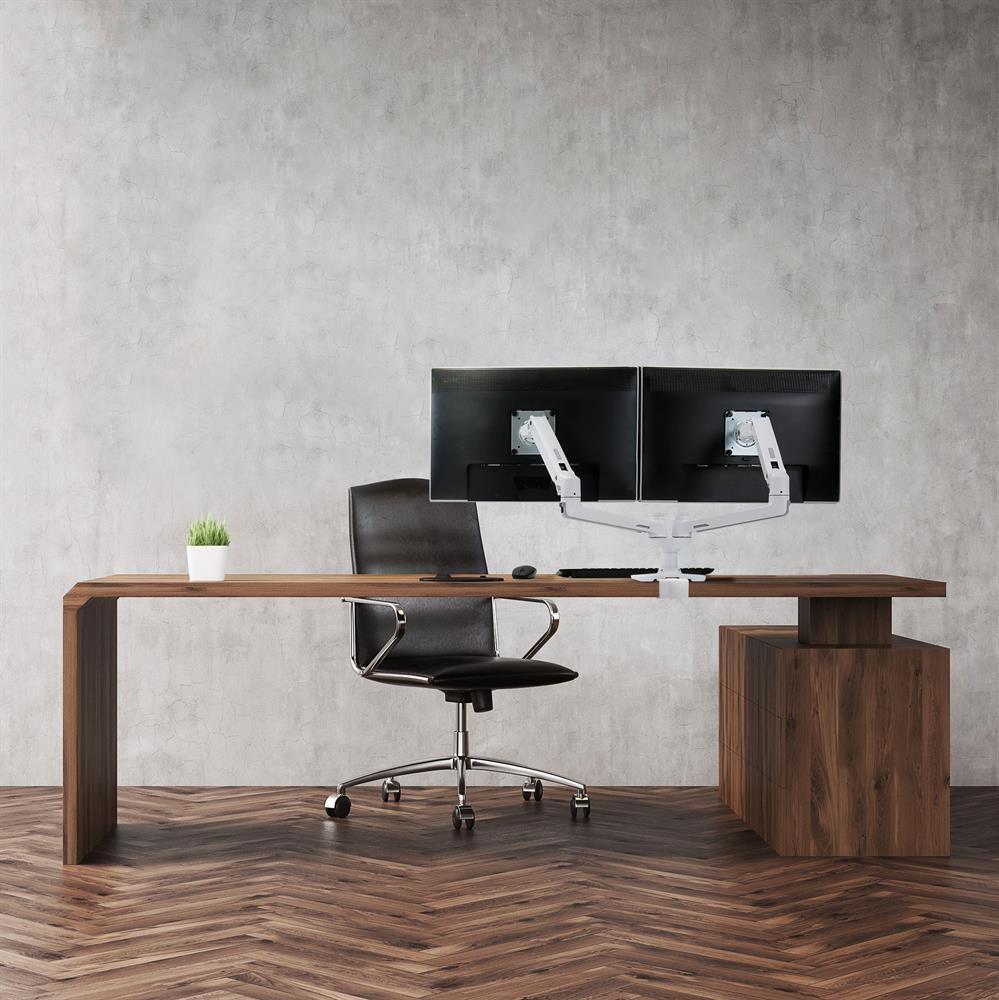 Ergotron LX Dual Monitorarm für zwei Monitore bis 68,58 cm 27 Zoll nebeneinander Tischhalterung weiß