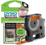DYMO® Original D1-Schriftband "Hochleistung" für LabelManager™ 12mm x 3m - Polyester, permanent haftend -  schwarz auf orange
