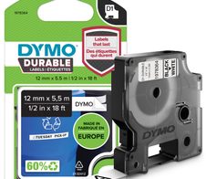 DYMO® Original D1-Schriftband "Hochleistung" für LabelManager™ 12mm x 5,5m - Polyester, permanent haftend -  schwarz auf weiss
