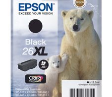 Epson Original 26XL Eisbär Druckerpatrone schwarz 500 Seiten 12,2ml (C13T26214012)