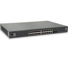 LevelOne Switch Kilby Stackable 28 Gigabit Ehternet-Ports mit 24 Gigabit Ethernet-Ports , 2 10Gbe SFP+, 10 Gbe DPE Slot
