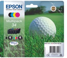 Epson Original 34 Golfball Druckerpatronen 4er Multipack BK/C/M/Y (C13T34664010)