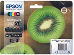 Epson Original 202XL Kiwi Druckerpatrone 5er Multipack schwarz, foto schwarz, cyan, magenta, gelb (C13T02G74010)