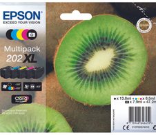 Epson Original 202XL Kiwi Druckerpatrone 5er Multipack schwarz, foto schwarz, cyan, magenta, gelb (C13T02G74010)