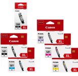 Canon Original PGI-580XL PGBK + CLI-581XL Druckerpatronen 6er-Multipack - BK/C/PB/M/Y/BK