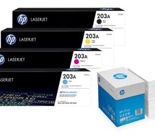 Bundle mit HP Original 203A Toner 4er Multipack + 2.500 Blatt HP Kopierpapier hochweiß