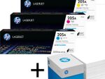 Bundle mit HP Original 205A Toner 4er Multipack + 2.500 Blatt HP Kopierpapier hochweiß