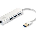 LevelOne USB-0503 Netzwerkadapter USB zu Gigabit Ethernet, 3x USB 3.0-HUB