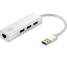 LevelOne USB-0503 Netzwerkadapter USB zu Gigabit Ethernet, 3x USB 3.0-HUB